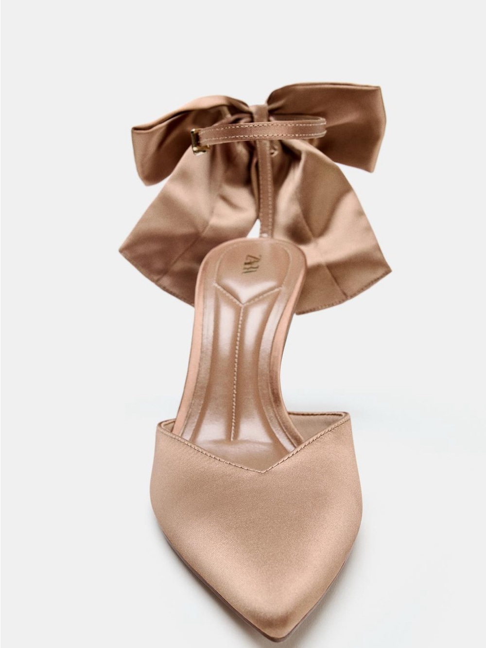 Zara Satin Pointed-Toe Ankle-Strap Pump in Nude Blush - Picture 3 of 3